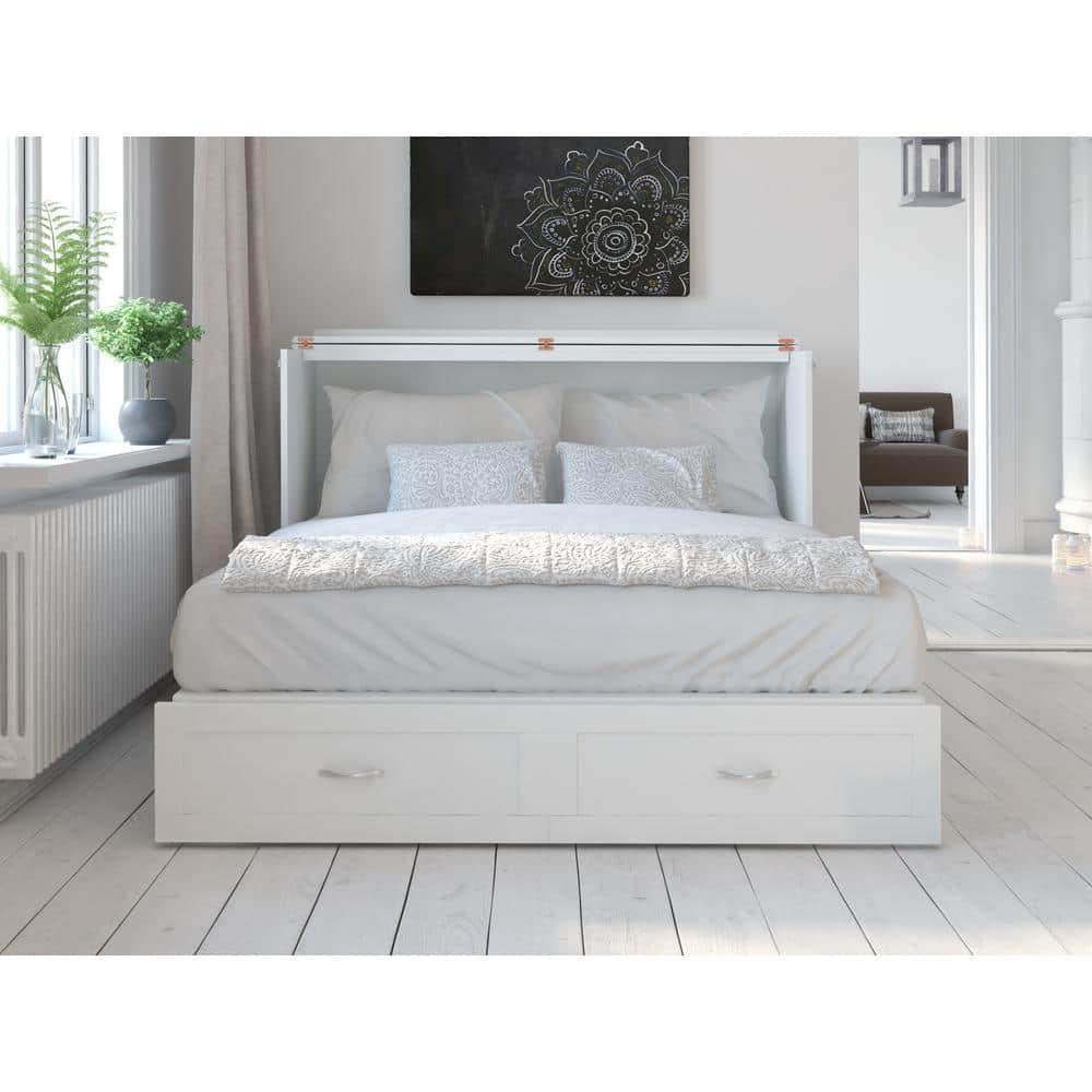 Hamilton Murphy Bed Chest Queen White with Charging Station
