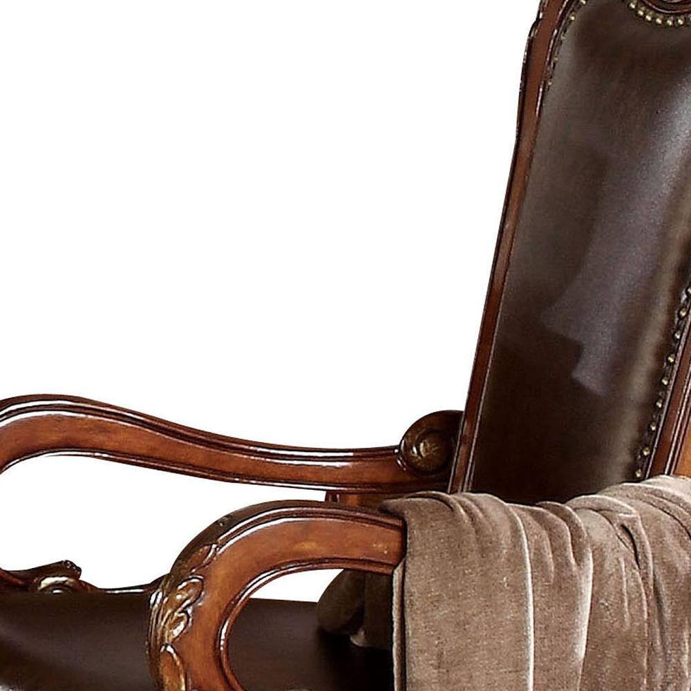 Acme Furniture Dresden Dining Chairs Brown Synthetic Leather/Cherry Oak Finish