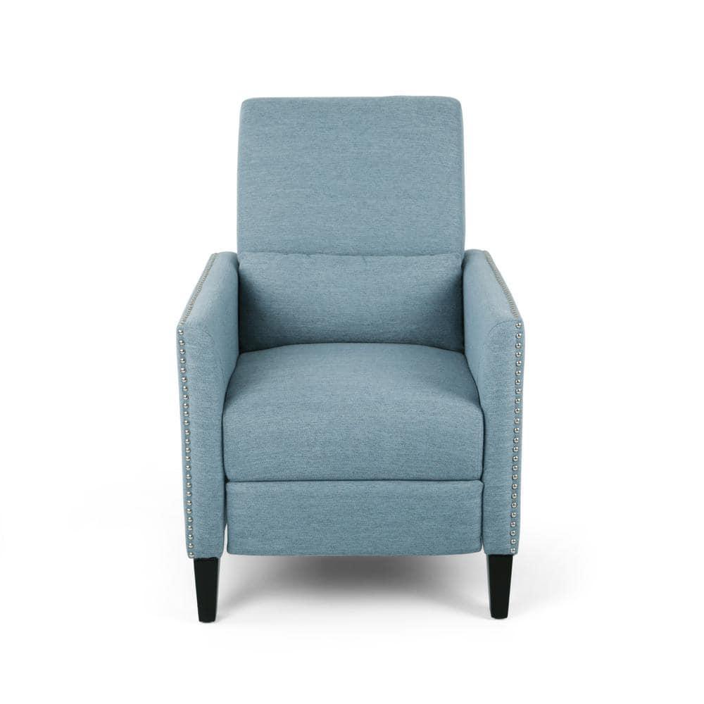 Christopher Knight Home Alexis Contemporary Fabric Push Back Recliner, Light Blue, Dark Brown