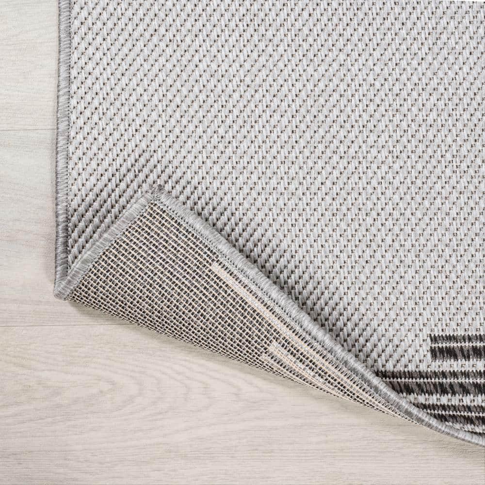 4' x 6' Vinales Diamond Stripe Indoor/Outdoor Area Rug, Light Gray/Black - JONATHAN Y