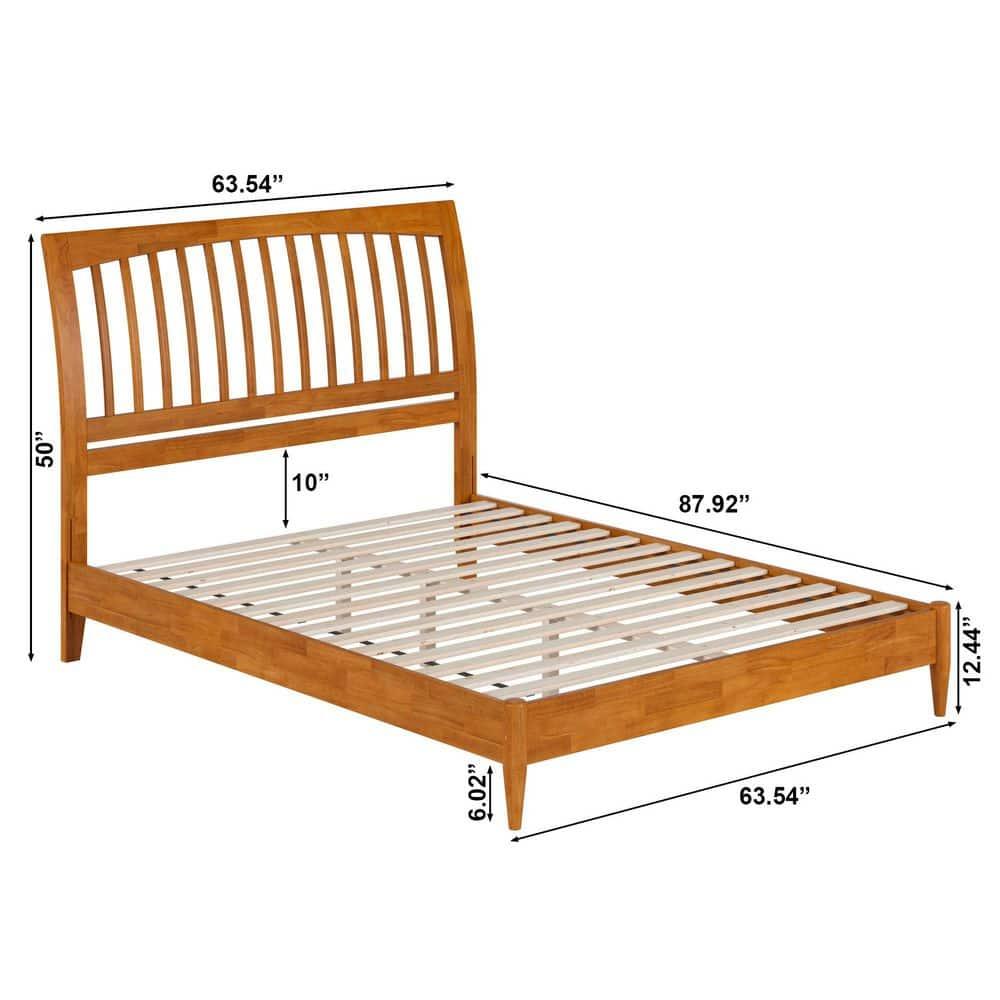 AFI Orleans Queen Solid Wood Low Profile Sleigh Platform Bed, Light Toffee