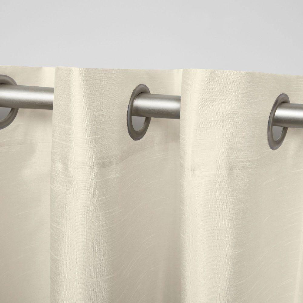 Set of 2 96"x54" Chateau Striped Faux Silk Grommet Top Curtain Panel Burgundy/Taupe - Exclusive Home: Modern Window Drapes