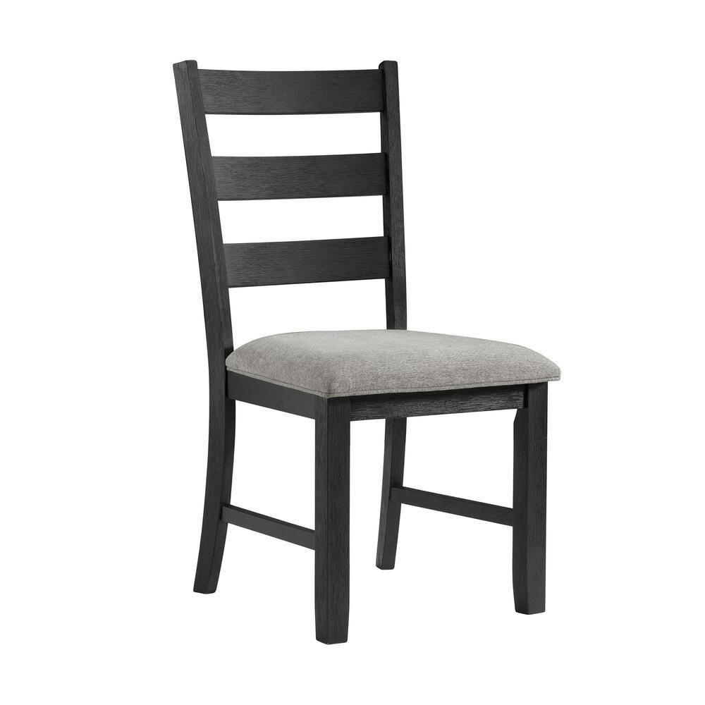 Picket House Furnishings 3pc Tuttle Drop Leaf Extendable Dining Table Set and 2 Chairs Gray/Black: Modern Rectangle Shape, Upholstered Chairs