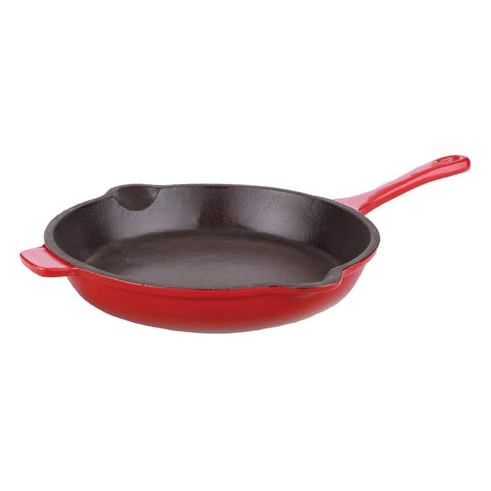 BergHOFF Neo 5Pc Cast Iron Set, 3Qt Covered Dutch Oven, 5Qt Covered Stock Pot, & 10" Fry Pan, Red