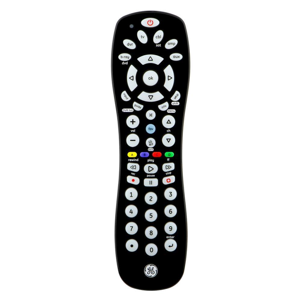 GE 6-Device Universal TV Remote Control in Black, 34459