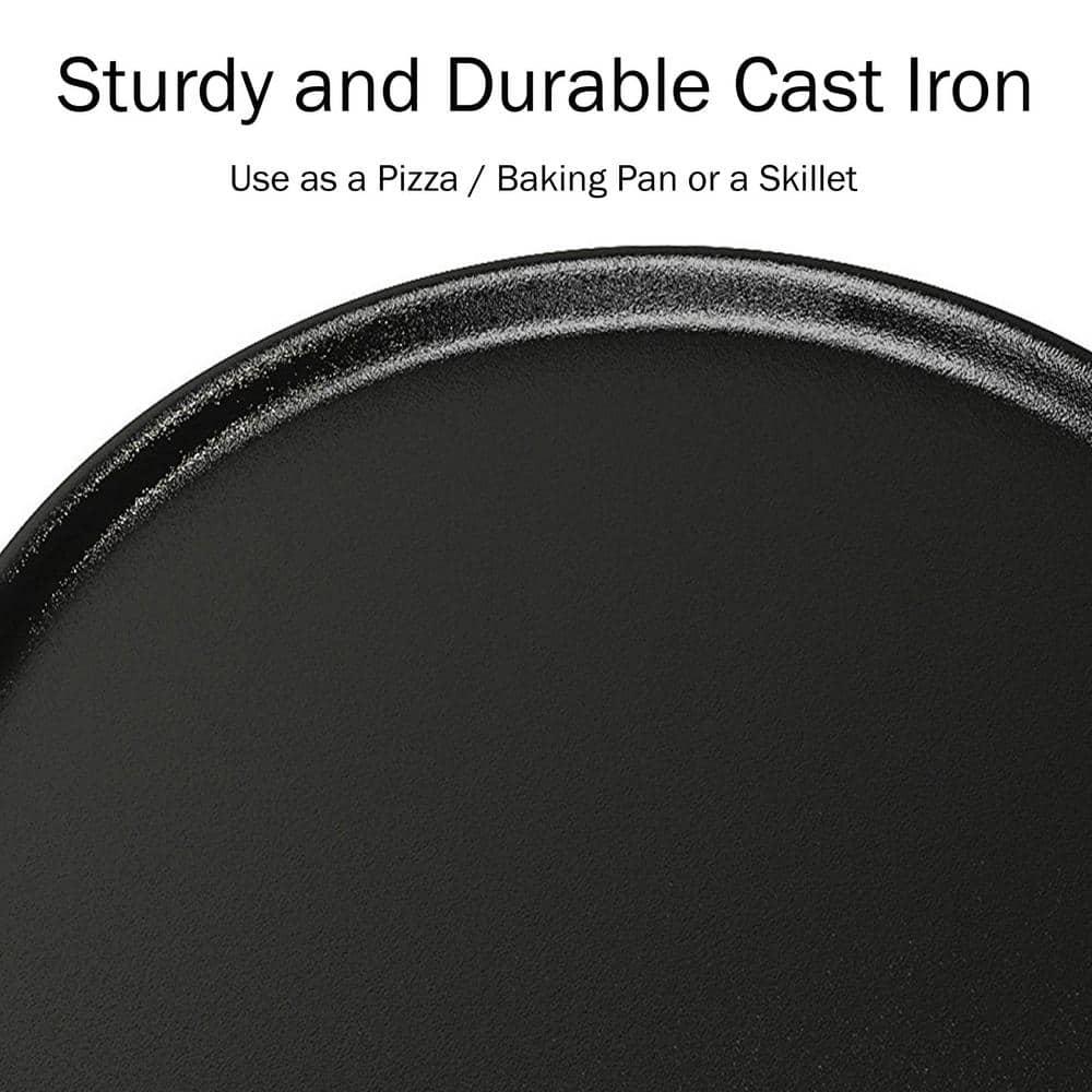 Home-Complete 14" Cast Iron Pizza Pan, Skillet Kitchen Cookware