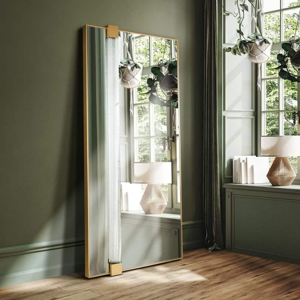 Empire Art Direct "Gleaming Horizon Wall Mirror" 40"x80" with Textured Acrylic Embellished, on Gold Iron Frame