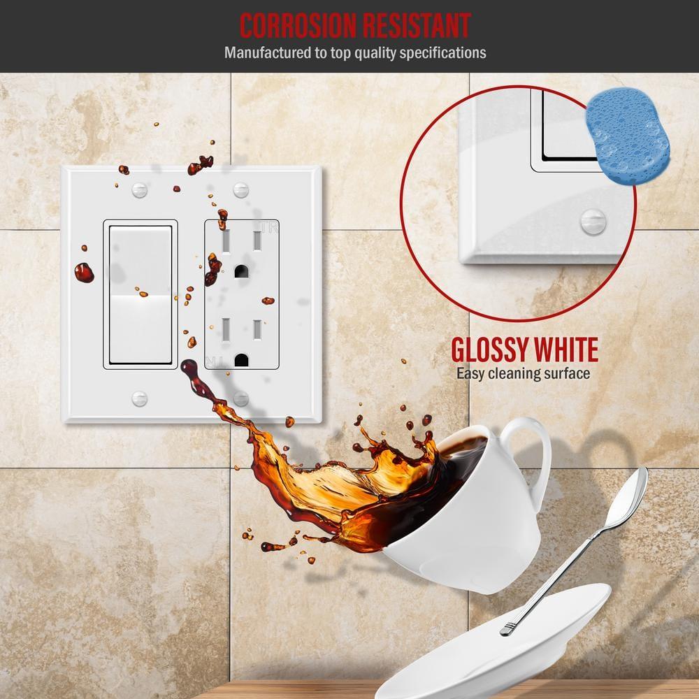 Enerlites No Subject 2 - Gang Rocker Standard Wall Plate (Set of 3)