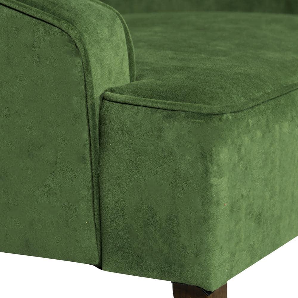 Velvet Swoop Armchair Forest Green - HomePop: Elegant Side Arms, Wood Legs, 250lb Capacity