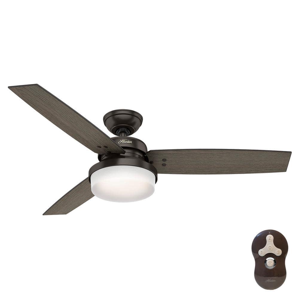 Hunter Fan 52" Sentinel 3 -Blade Standard Ceiling Fan with Remote Control and Light Kit Included
