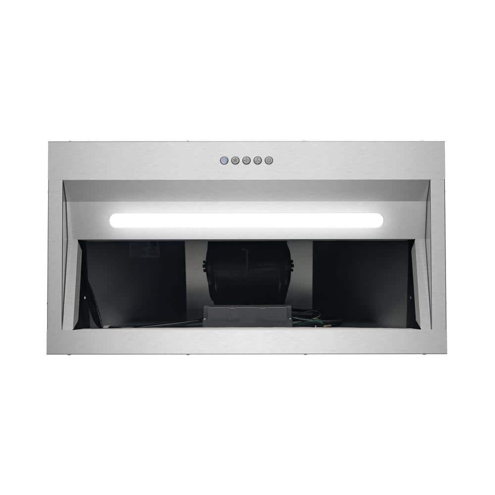 Streamline Bath Streamline 28 In. T-4267-1-CL Belsito Convertible Insert 350 CFM Range Hood In Brushed Stainless Steel With Baffle Filters, Electronic Button Control, LED Light T-4267-1-CL