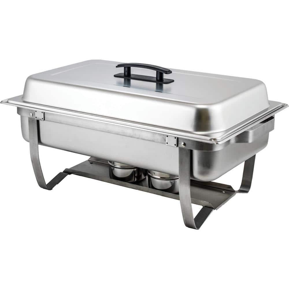 Full-Size Silver Stainless Steel Catering Chafer with Plastic Handle