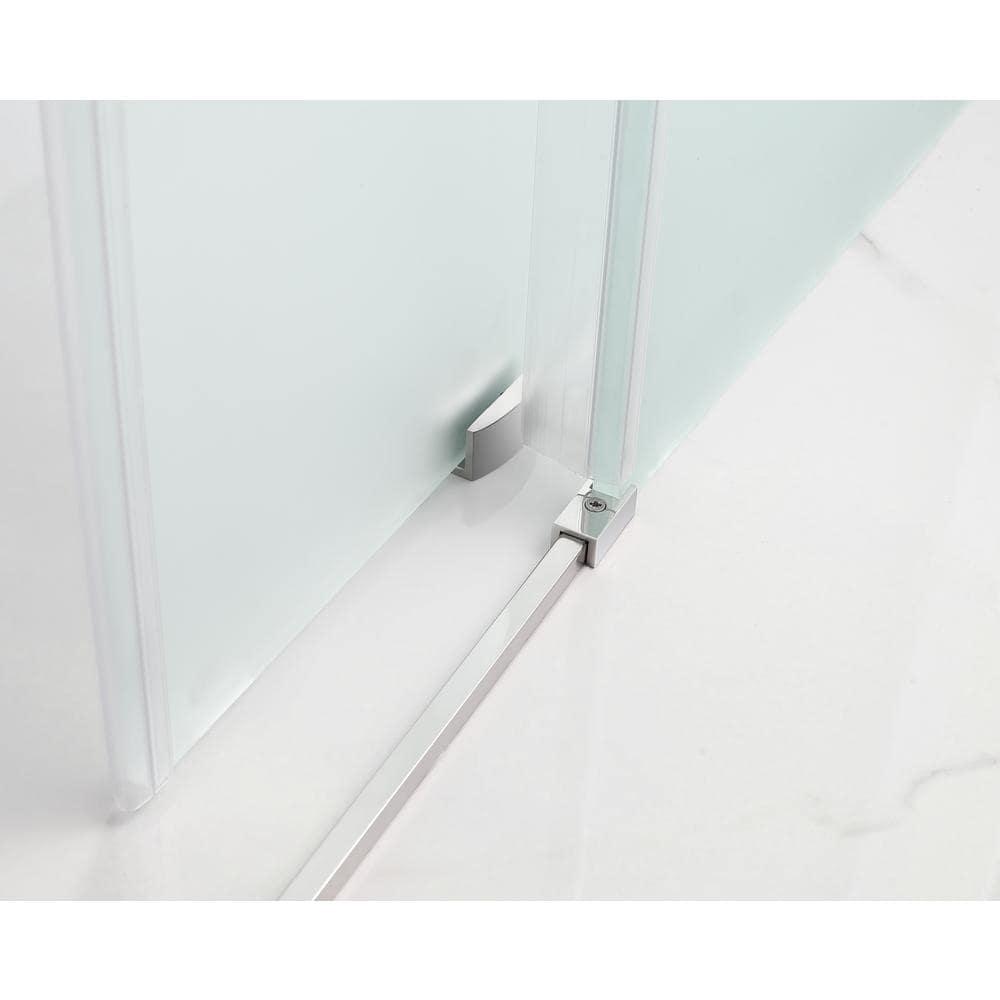 Langham XL 68" - 72" W x 32" D x 80" H Frameless Rectangle Sliding Shower Enclosure, Frosted Glass
