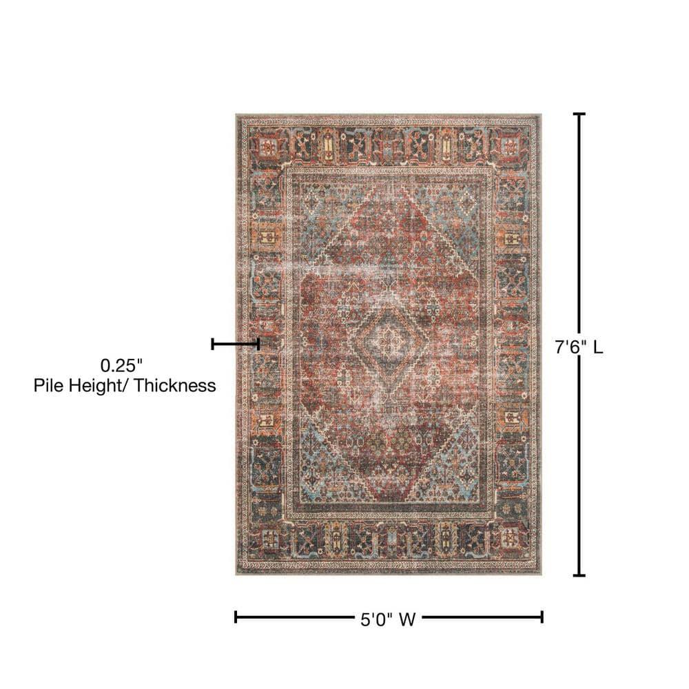 Hand-Knotted Red Wool and Synthetic Bohemian Runner