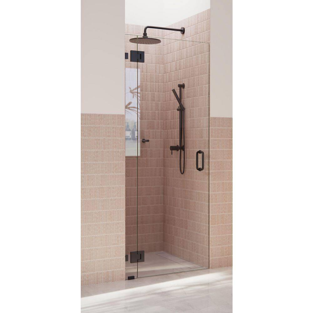 Glass Warehouse Halo 31.75 in. x 78 in. Frameless Glass Hinge Shower Door GW-GH-31-75-MB