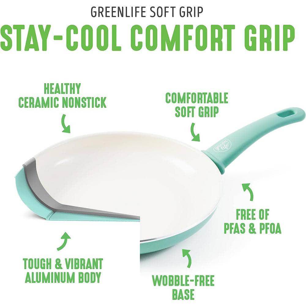 GreenLife GreenLife Soft Grip Healthy Ceramic Nonstick, 1QT And 2QT Saucepan Pot Set With Lids, Dishwasher Safe