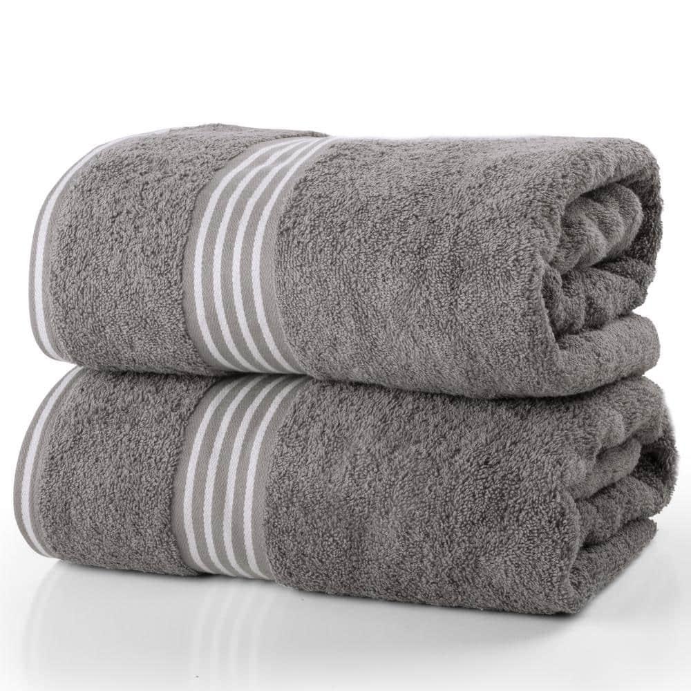Lavish Home 35x70 Luxury Cotton Bath Towels, Gray