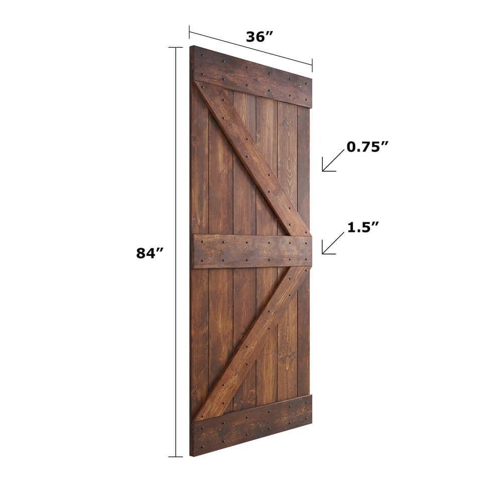 Paneled Wood and Metal K Series DIY Knotty Barn Door with Installation Hardware Kit