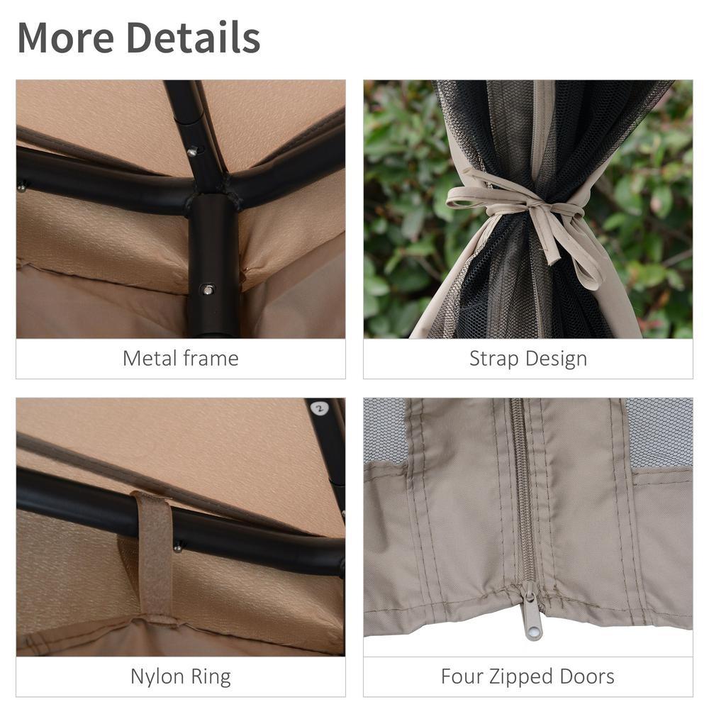 HLILish 9.6' X 9.6' Patio Gazebo, Outdoor Canopy Shelter With 2-Tier Roof And Netting, Steel Frame For Garden, Lawn, Backyard, And Deck