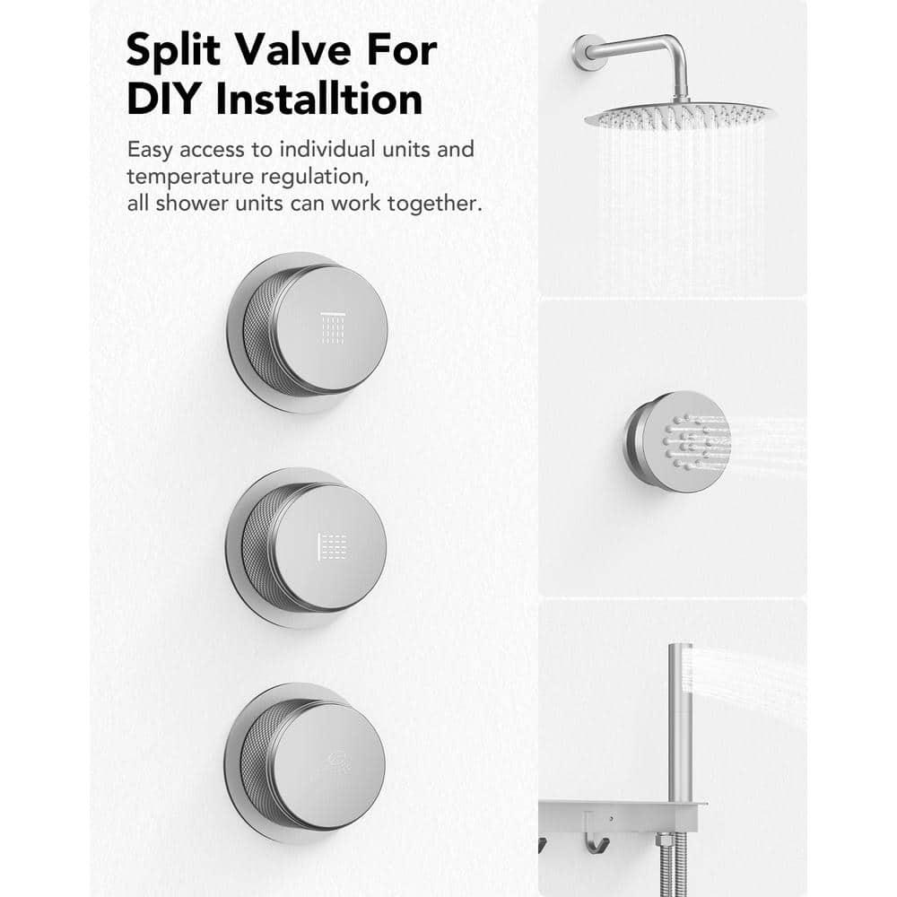 Thermostatic Shower System 12" Rain Shower Head withHandheld Spray,Shower Faucet Set with Valve Trim Kit