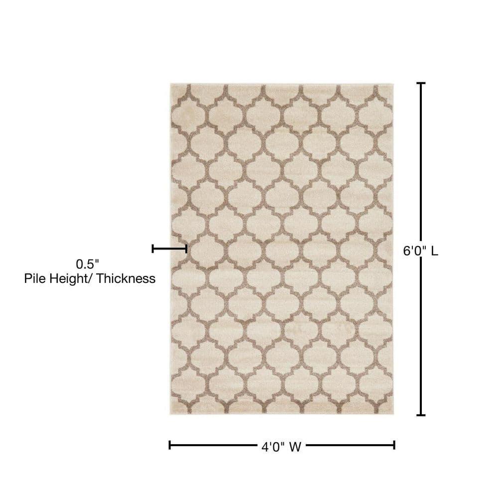Unique Loom 4' 1 x 6' 1 Trellis Philadelphia Beige and Light Brown Area Rug