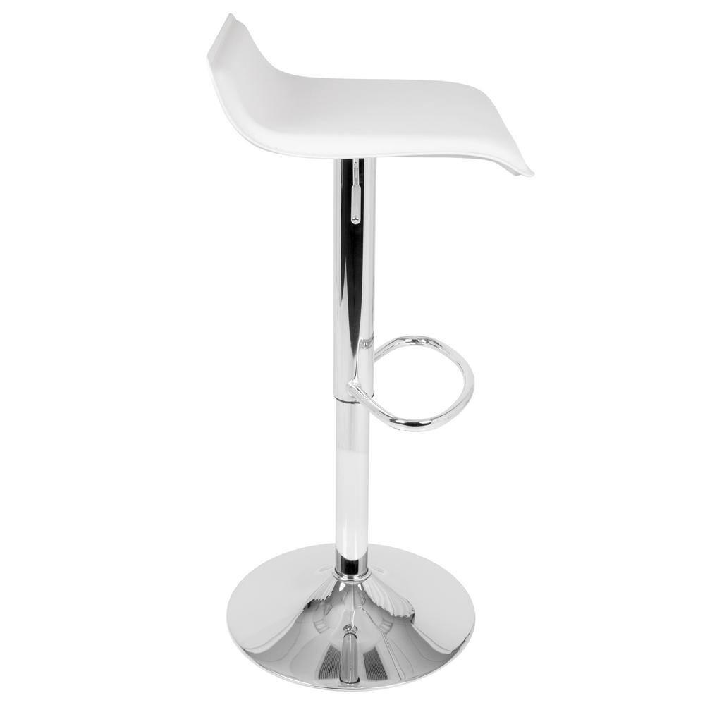 Set of 2 Ale Contemporary Adjustable Barstool White - Lumisource: Chrome-Plated, Swivel, Low Back