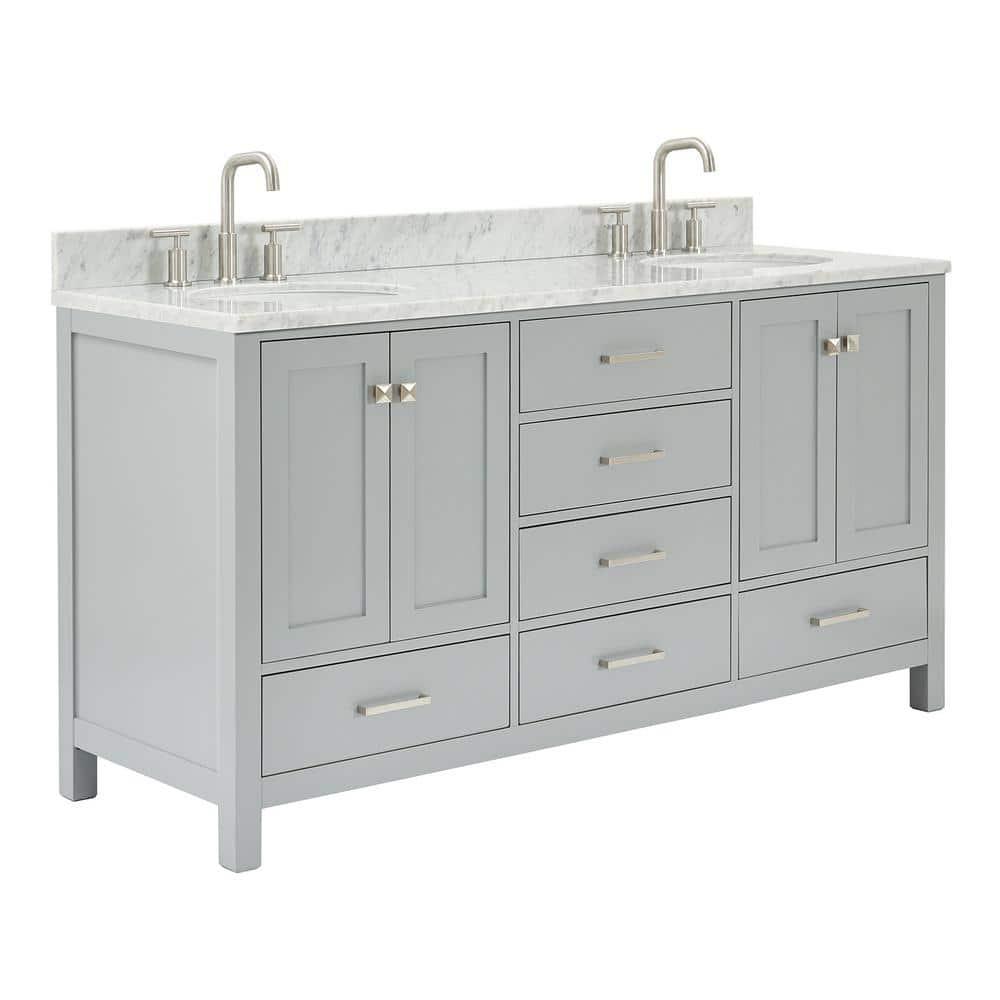 Ariel A067dcw2ovo Cambridge 67" Free Standing Double Oval Basin Vanity Set - Grey