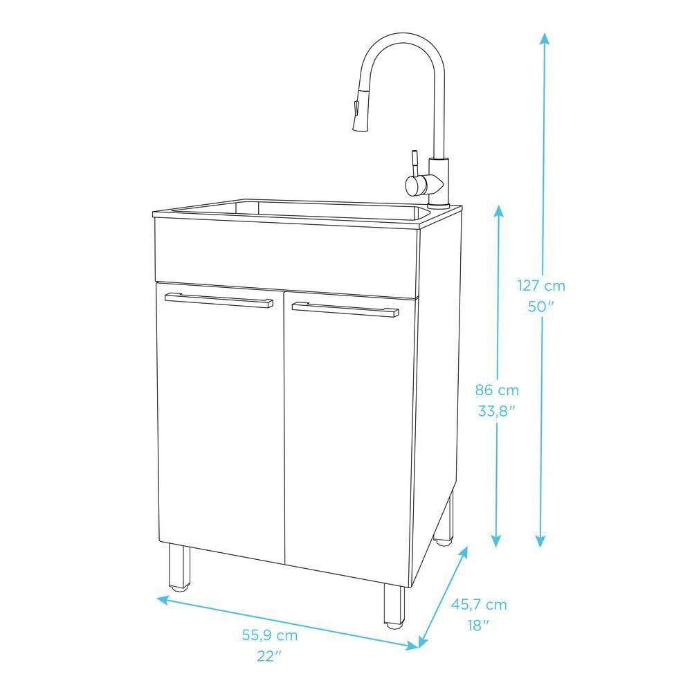 All-In-One 22" L x 18" W Free Standing Compact Laundry Sink with Faucet