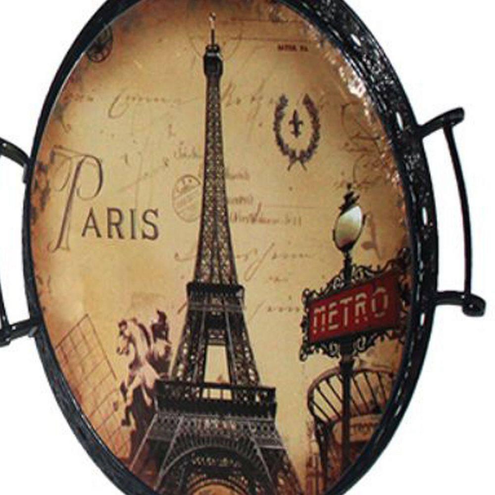 Modern Urban Print Oval Serving Trays with Handles, Set of 3