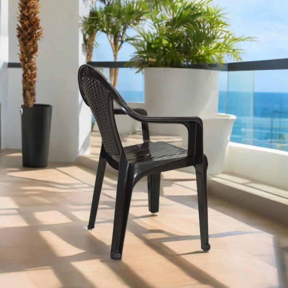 Orren Ellis Outdoor Stacking Dining Armchair (Set of 4)