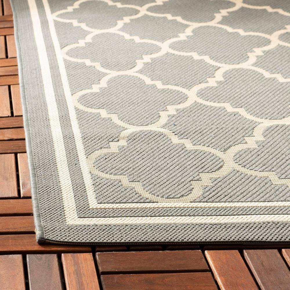 Courtyard CY6918 Power Loomed Indoor/Outdoor Area Rug - Anthracite/Beige - 4'x4' - Safavieh.