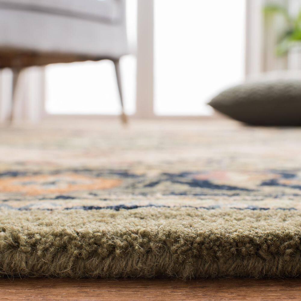Heritage HG625 Handmade Runner Rug - 2'3"x6' - Green/Light Brown - Safavieh