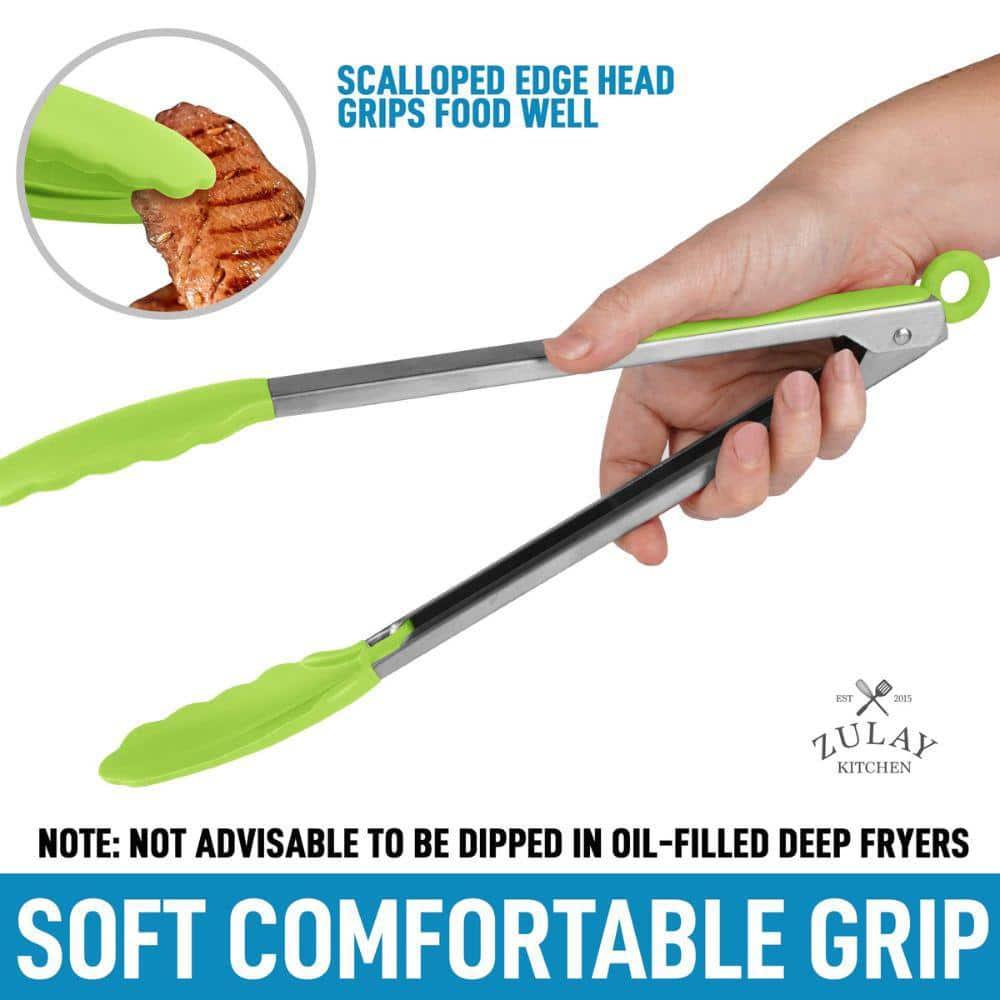 Zulay Kitchen Zulay Kitchen Tongs For Cooking - 2 Pack 9" & 12" Stainless Steel Silicone Tong Set