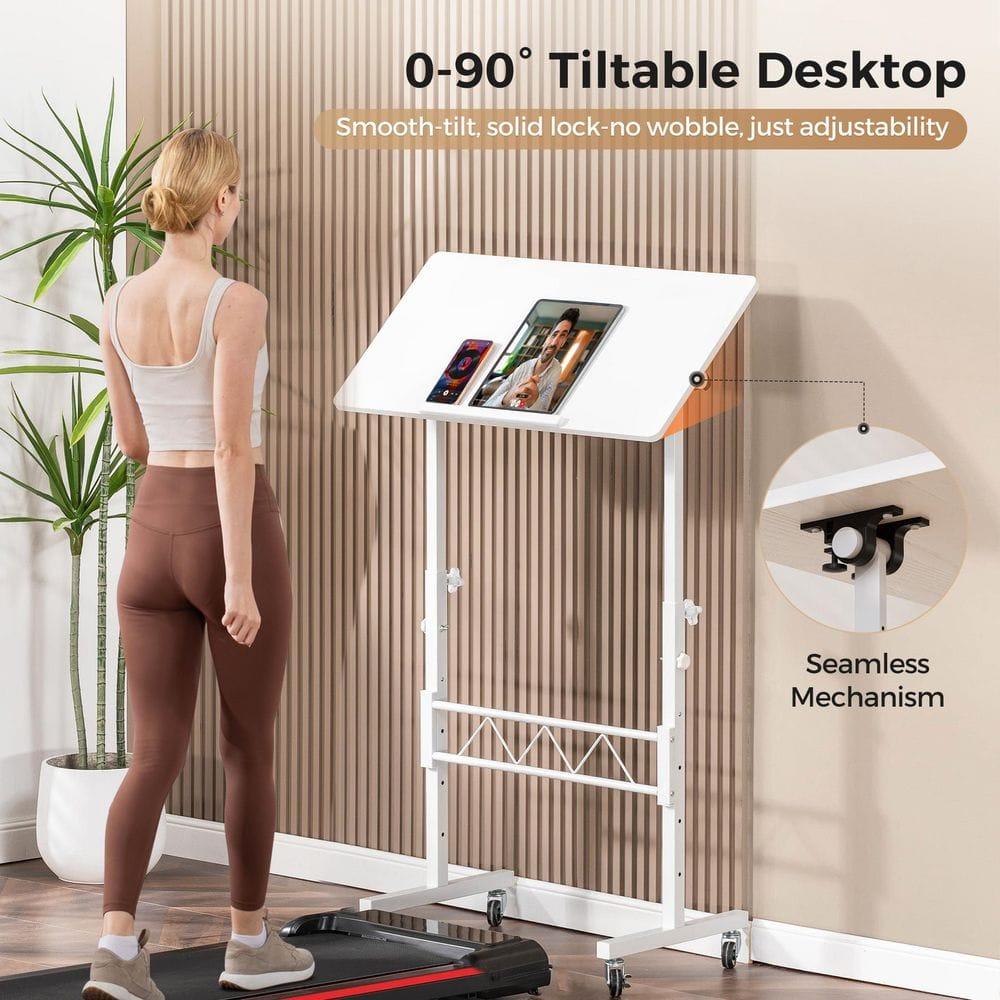 COMHOMA 32'' Small Desk, Study Writing Table for Small Space, Save Space Office Desk with Metal Legs, White