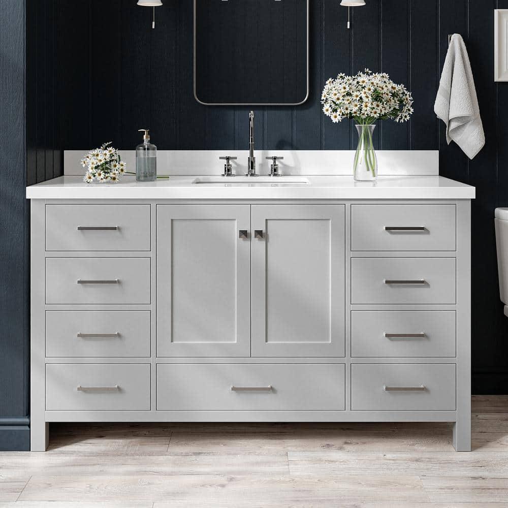 Cambridge 60'' Single Bathroom Vanity with Carrara Marble Top