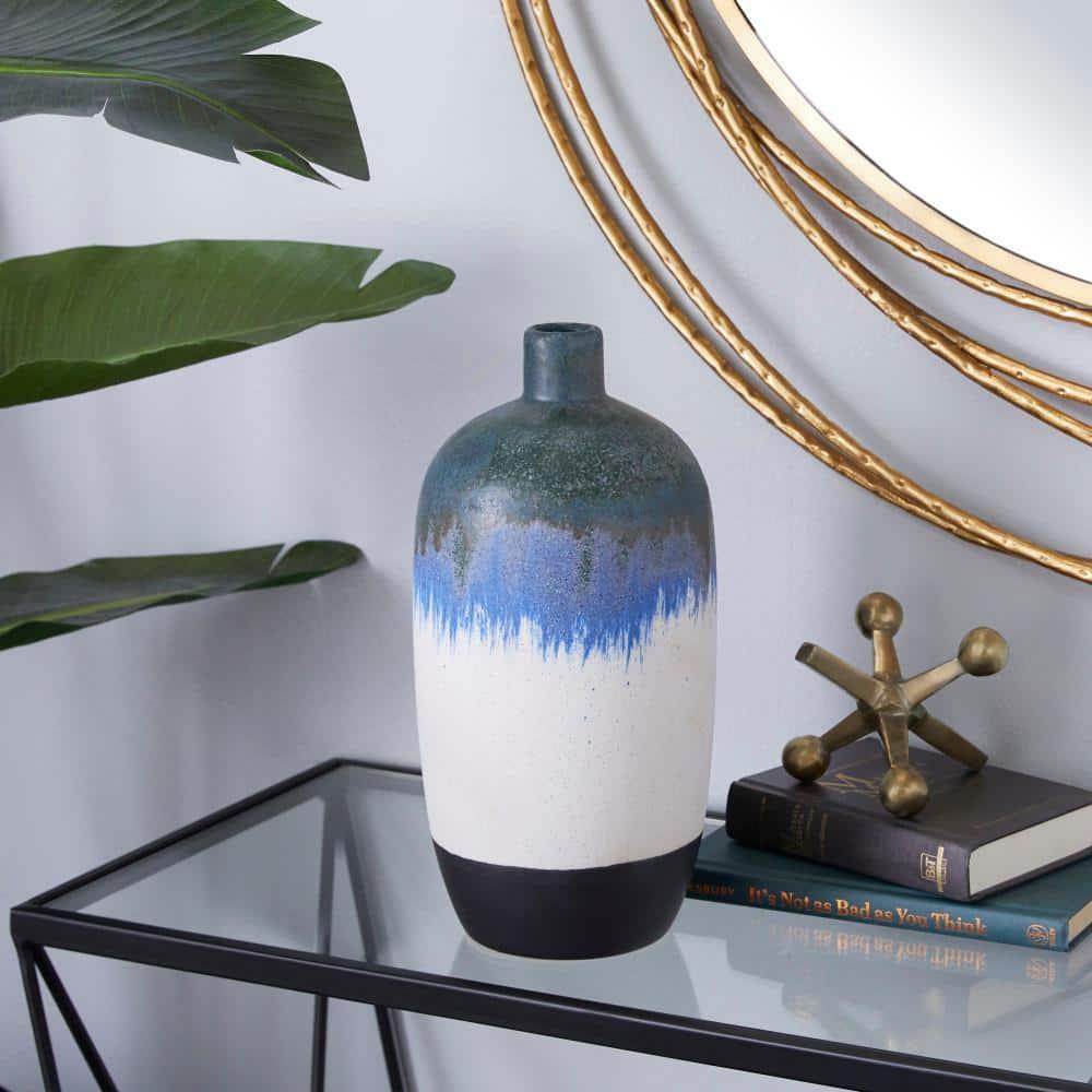 Novogratz White Ceramic Contemporary Vase, 13 X 6 X 6 | Wayfair