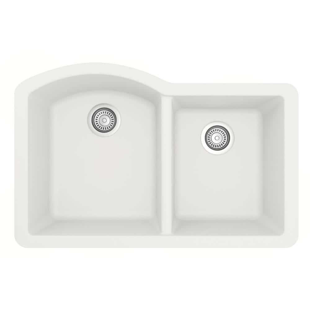 Karran Undermount Quartz Composite 32'' X 21'' 60/40 Double Bowl Kitchen Sink