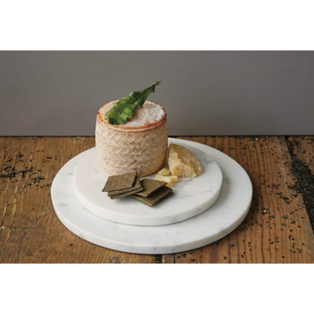 Creative Co-Op Round Marble Charcuterie or Cutting Board, White