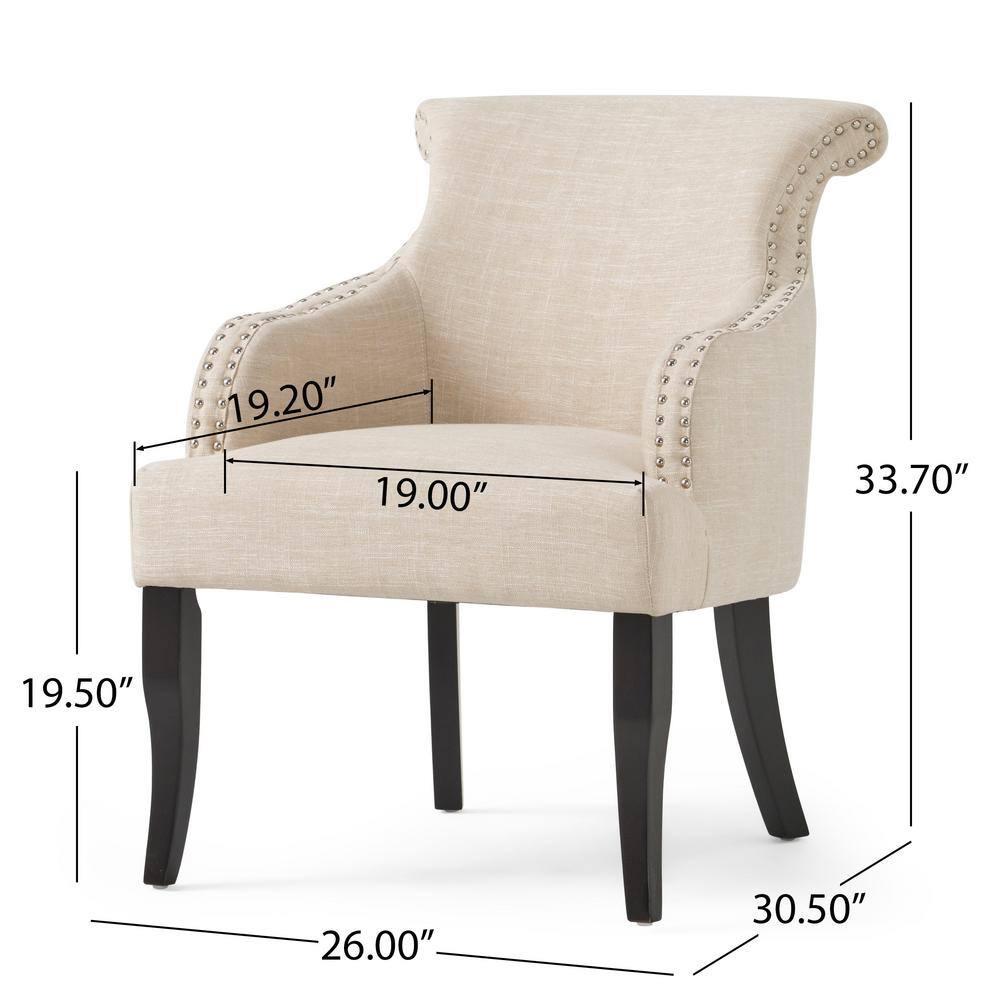 Filmore Light Beige Polyester Arm Chair (Set of 1)