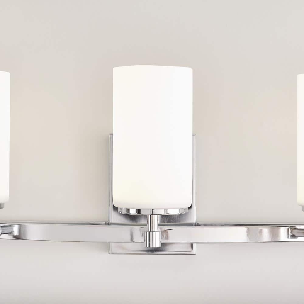 Alturas 22 in. 3-Light Chrome Modern Contemporary Wall Bathroom Vanity Light with Satin Etched Glass Shades