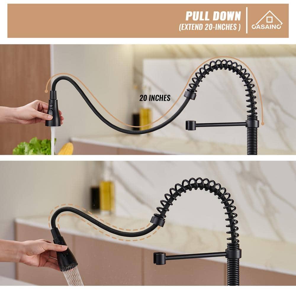 CASAINC 1.8 GPM Single-Handle Pull-Down Kitchen Faucet Single Hole Faucet
