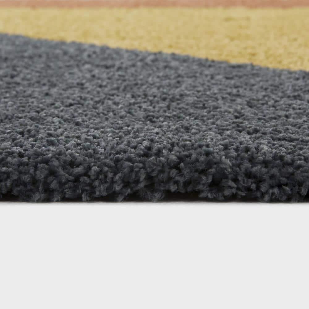 Balta  Jordan Modern Color Block Shag Area Rug Mustard 4'4" x 6' 4' x 6' Tan, Navy, Sage
