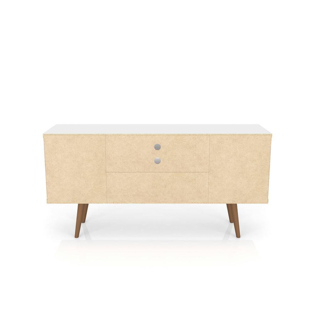 Liberty 53.14" Mid-Century Modern TV Stand with 5 Shelves and 1 Door  with Solid Wood Legs
