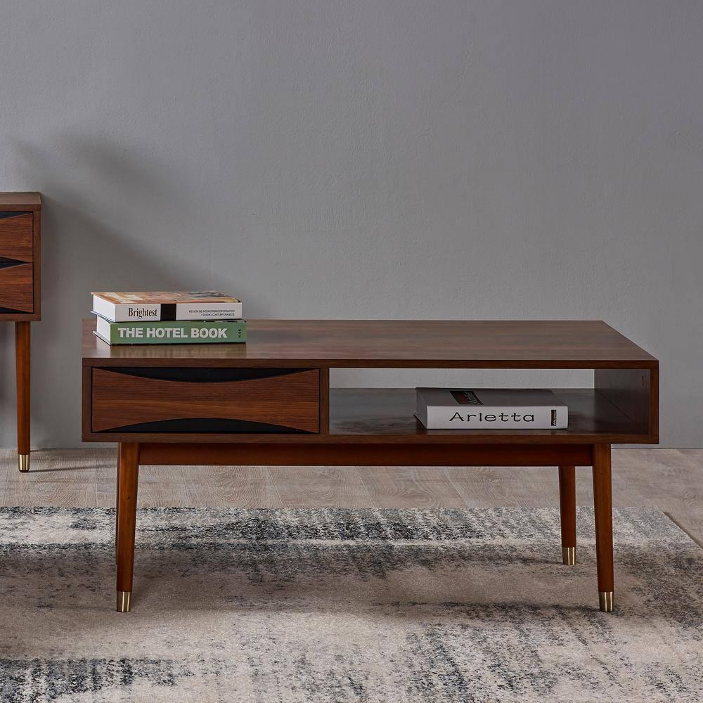 Wrought Studio™ Sabornton 40" Wooden Coffee Table with Drawer, Walnut & Reviews | Wayfair