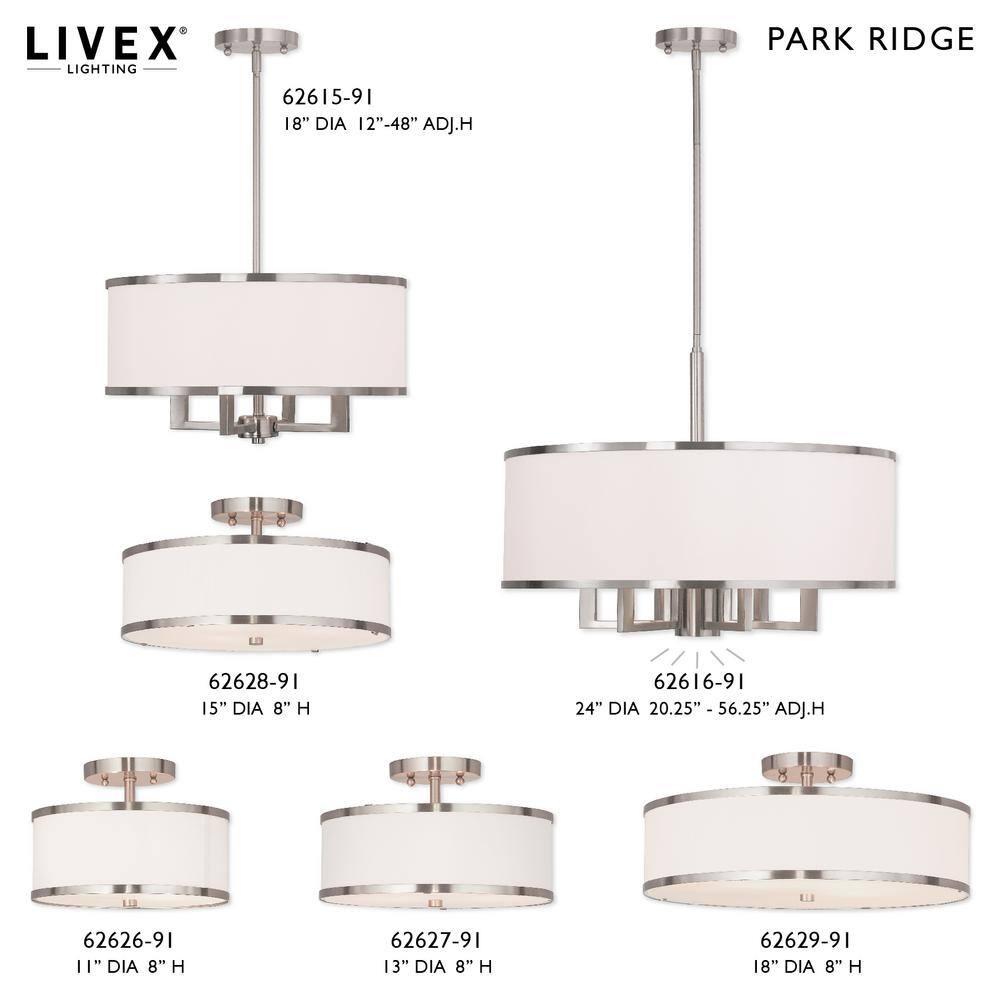 Livex Lighting Park Ridge 24" 7-Light Metal/Fabric Chandelier in Brushed Nickel