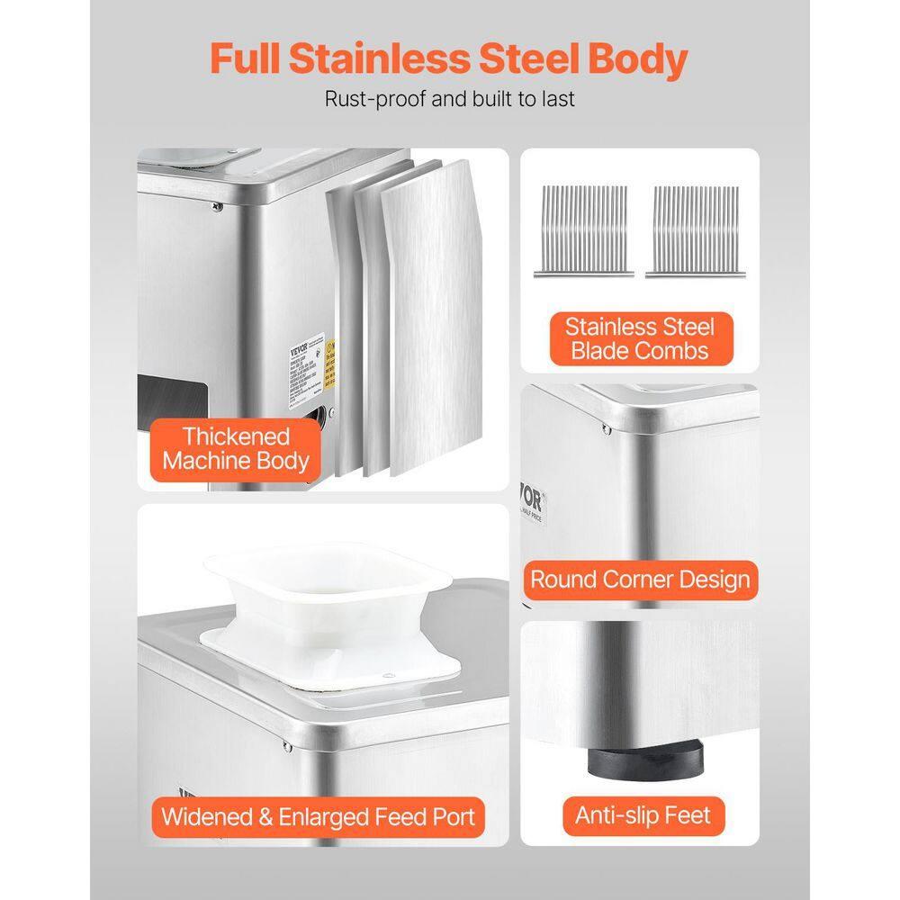 VEVOR Meat Cutter Machine, 550W Meat Slicer, 350 lb/h Commercial Meat Cutting Machine, Stainless Steel, 2.5-10 mm Thickness, Electric Food Cutting Slicer for Home Kitchen, Restaurant, Supermarket