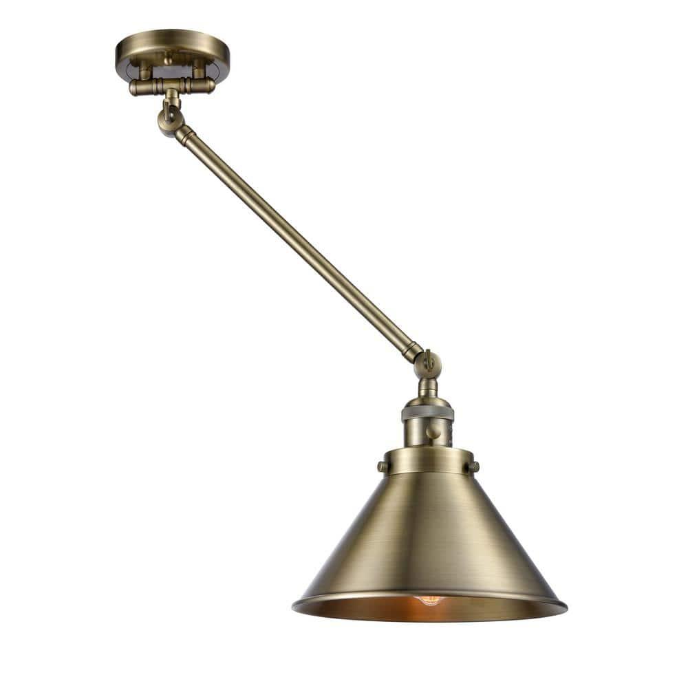 Franklin Restoration Antique Brass Dimmable Swing Arm Wall Lamp