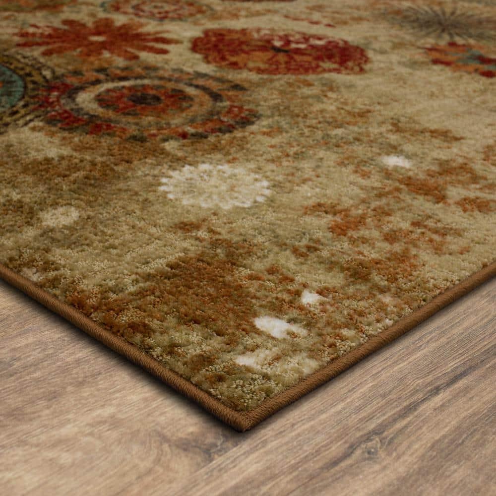 Mohawk Home Strata Caravan Medallion Multi Printed Area Rug, 6'x9', Tan & Orange