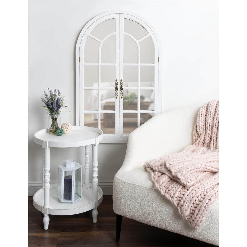 28"x44" Boldmere Arch Wall Mirror White - Kate & Laurel All Things Decor: Rustic Farmhouse Windowpane
