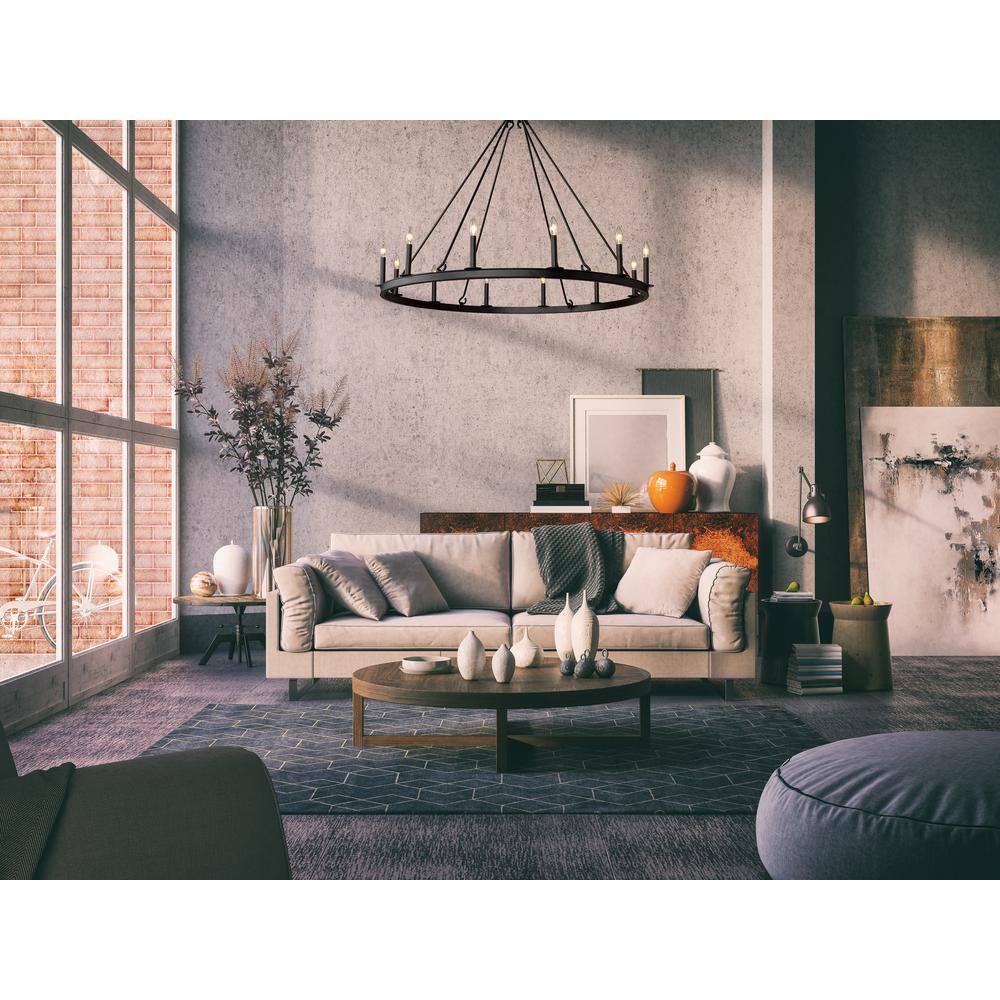 Matte Black 12-Light Candle-Inspired Chandelier